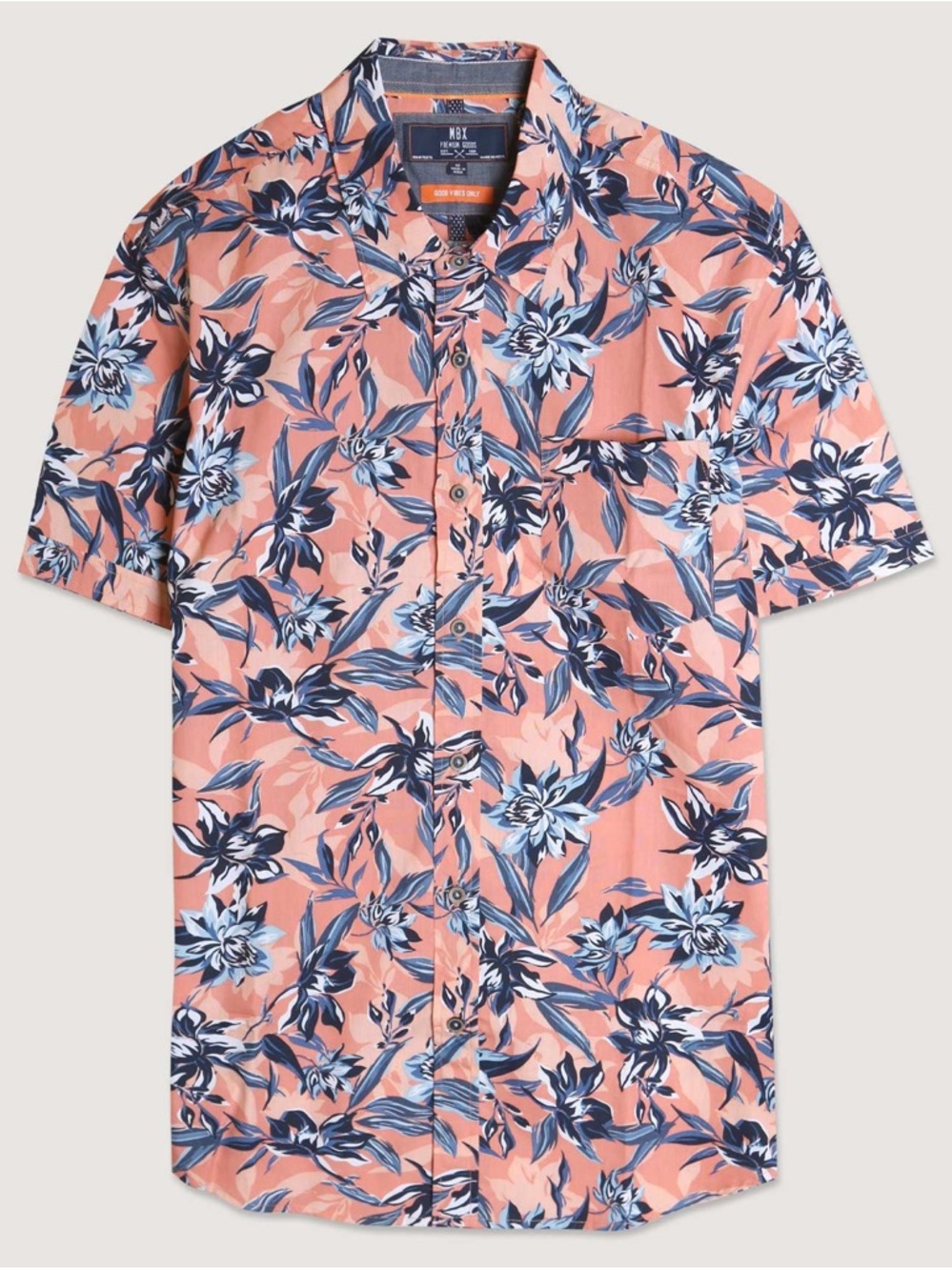 Men's Coral Floral Short-Sleeve Button-Down Shirt by MBX